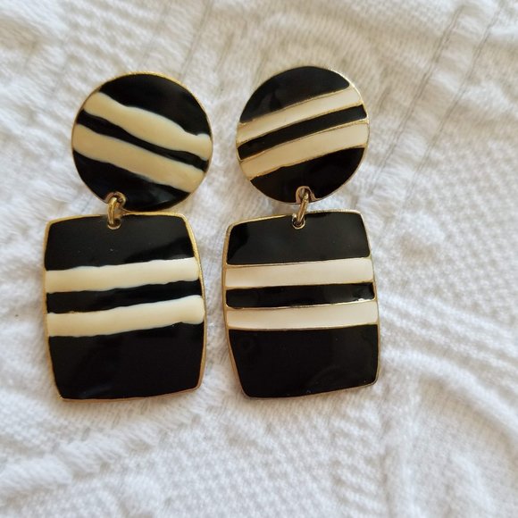 Vintage 1980s Edgar Berebi Enamel Earrings - Picture 1 of 4